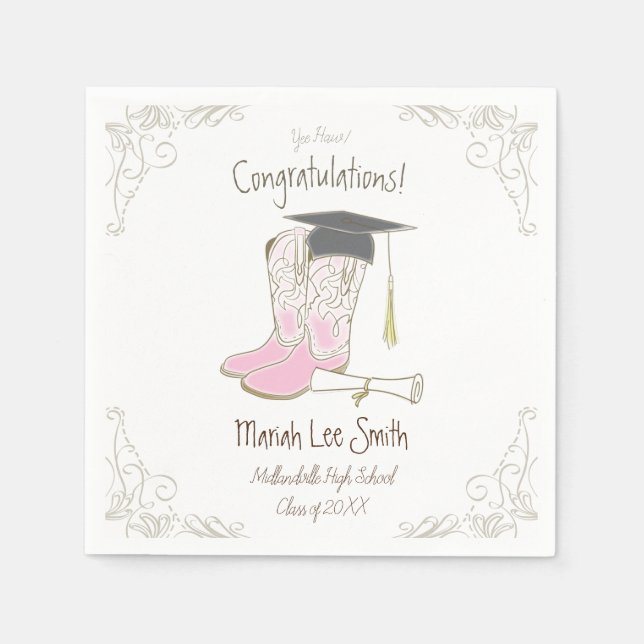 Serviette En Papier Cowboy Cowgirl Graduation Pays Western Party (Devant)