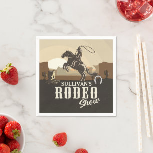 Serviette En Papier Cowboy Rodeo Show Personnalisé Tirer au Lasso