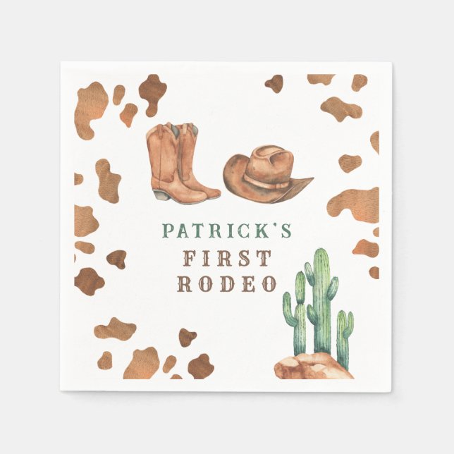 Serviette En Papier Cowboy Western Premier Rodéo fête d'anniversaire (Devant)