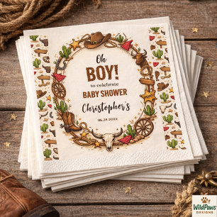 Serviette En Papier Cowboy Wild West Rodeo Ranch Rustique bébé occid