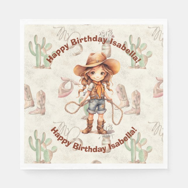 Serviette En Papier Cowgirl 5e anniversaire Bash Invitation (Devant)