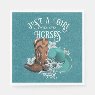 Serviette En Papier Cowgirl citation turquoise cuir cowboy bottes chap