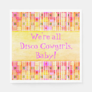 Serviette En Papier Cowgirl disco jaune et rose à franges