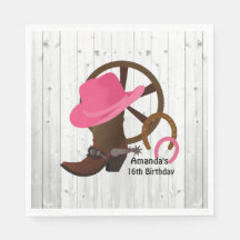 Cowgirl Personnalisé Anniversaire Fête Rustique