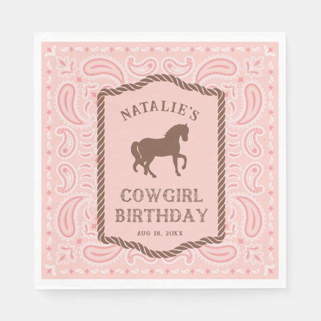 Serviette En Papier Cowgirl rose | Horse Silhouette Party (Devant)