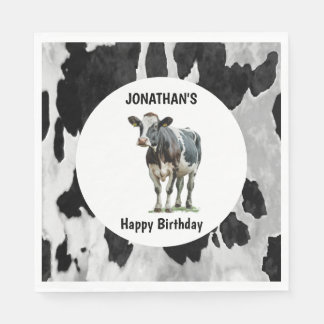 Serviette En Papier Cowhide noir et blanc