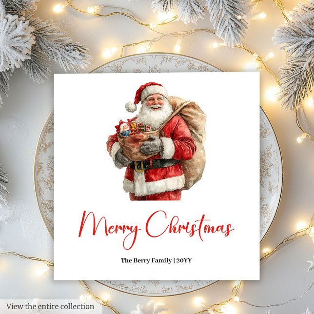 Serviette En Papier Cozy Santa Claus Minimalist Script Font Party (Cozy Santa Claus Minimalist Script Font Party Napkin)