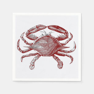 Serviette En Papier Crabby Rouge crayon rouge Crabe de l'océan Art