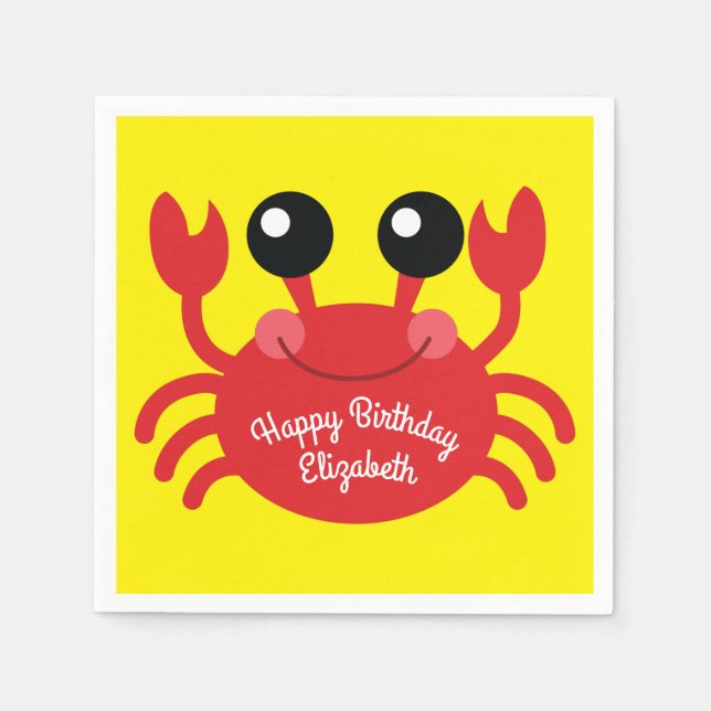 Serviette En Papier Crabe Anniversaire Soirée Cartoon Enfants (Devant)