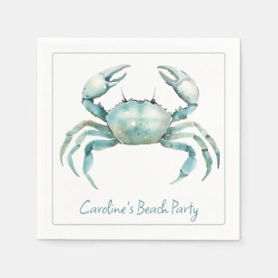 Serviette En Papier Crabe aquarelle côtier personnalisé