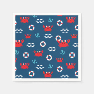 Serviette En Papier Crabe avec bouée de sauvetage