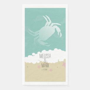 Serviette En Papier Crabe de mariage sur la plage avec nom du couple