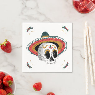 Serviette En Papier Crâne à sucre avec Halloween Sombrero