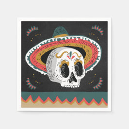 Serviette En Papier Crâne à sucre avec Sombrero