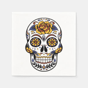 Serviette En Papier Crâne à sucre rose jaune