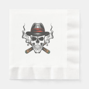 Serviette En Papier Crâne de gangster avec chapeau fedora