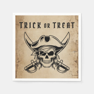 Serviette En Papier Crâne de pirate vintage pour Halloween