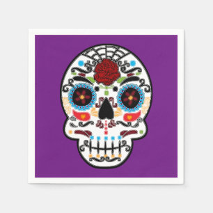 Serviette En Papier Crâne de sucre Mexicain Espagnol Squelette Fête