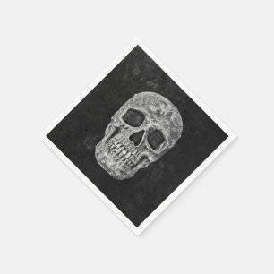 Serviette En Papier Crâne gothique Noir et blanc Cool Grunge