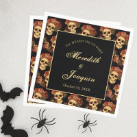 Crâne gothique Rouge Rose Noir Halloween Mariage