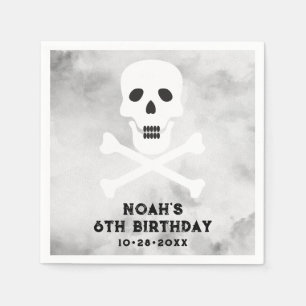 Serviette En Papier Crâne noir blanc Anniversaire fête Napkin
