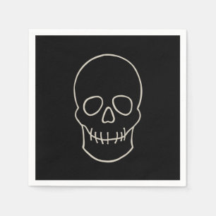 Serviette En Papier Crâne - Noir de chauve-souris et Blanc d'os