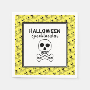 Serviette En Papier Crâne & Os, Soirée Halloween
