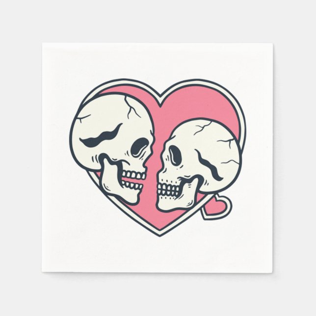 Serviette En Papier Crâne romantique rose 12 (Devant)