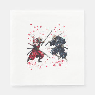 Serviette En Papier Crâne Samurai Duel