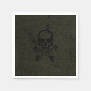 Serviette En Papier Crâne Vintage Vert Grunge Croix d'Os Halloween
