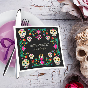 Serviette En Papier Crânes de Sucre Personnalisés Jour des Morts