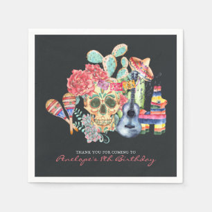 Serviette En Papier Crânes en sucre Thème Día de los Muertos