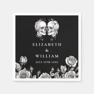 Serviette En Papier Crânes gothiques Floral Elegant Goth Mariage