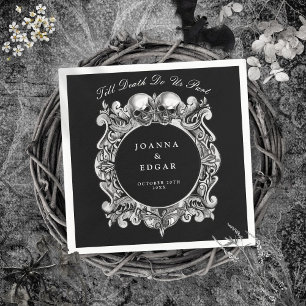 Serviette En Papier Crânes noirs et blancs Mariage gothique