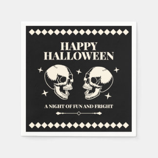 Serviette En Papier Crânes riants d'Halloween amusement et effroi