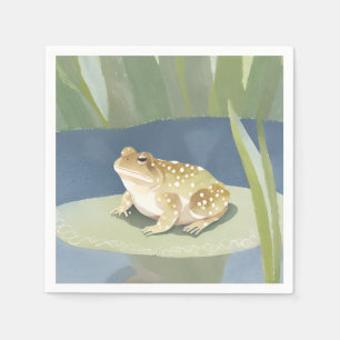 Serviette En Papier Crapaud Grincheux   Peinture Aquarelle de l'Étang 