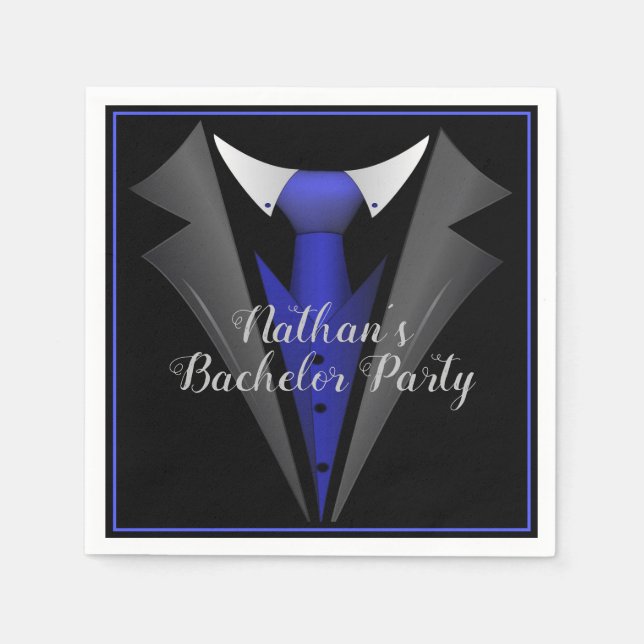 Serviette En Papier Cravate Bleu doux classique (Devant)