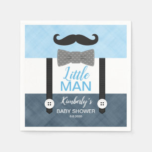 Serviette En Papier cravate Mustache baby shower de bébé bleu marine