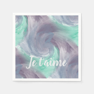 Serviette En Papier Cravate-teinture violet vert peint Aquarelle dans