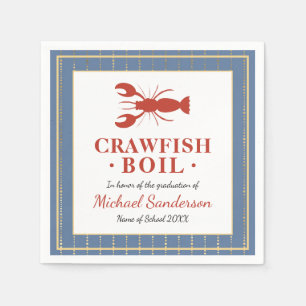 Serviette En Papier Crawfish Boil Seafood Blue Graduation Party