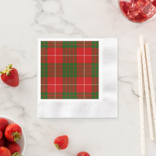 Serviette En Papier Crawford tartan rouge vert plaid