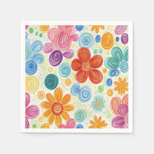 Serviette En Papier Crayon Doodle Daisy Design