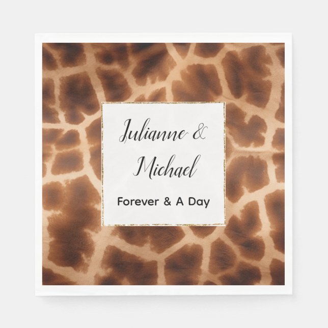 Serviette En Papier Cream Brown Giraffe Mariage animal (Devant)