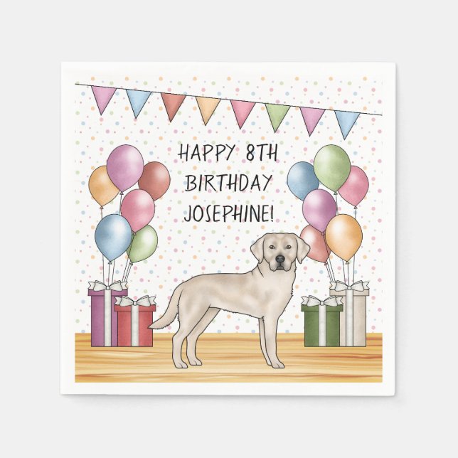 Serviette En Papier Cream Labrador Retriever Lab Chien coloré Annivers (Devant)