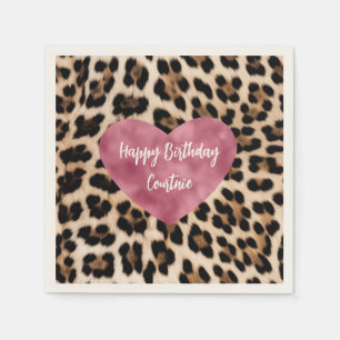 Serviette En Papier Creamme Brown Léopard Coeur