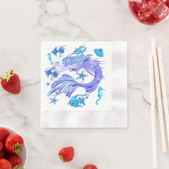 Serviette En Papier Créature de la fée mauve de sirène (En situation)