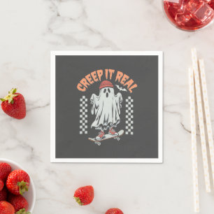 Serviette En Papier Creep It Real Retro Halloween patinage fantôme