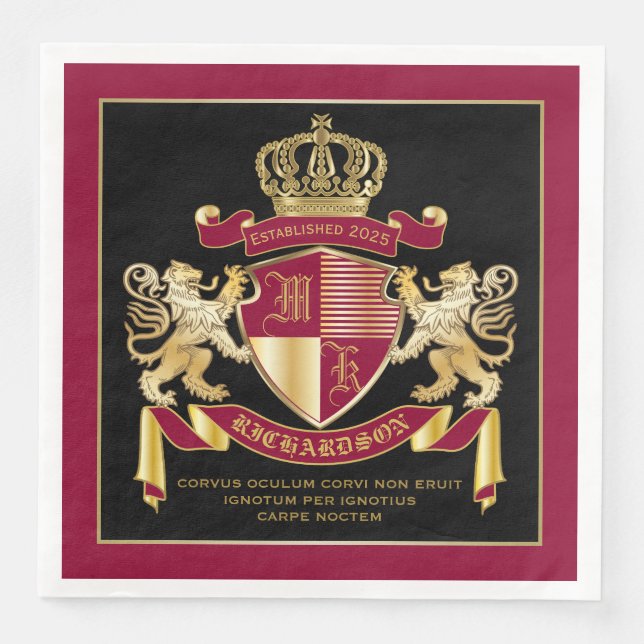Serviette En Papier Créez votre propre blouse d'armoiries Rouge or Lio (Devant)