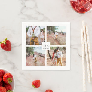 Serviette En Papier Créez votre propre photo collage mariage élégant