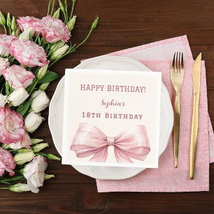 Serviette En Papier Crème arc rose d'anniversaire